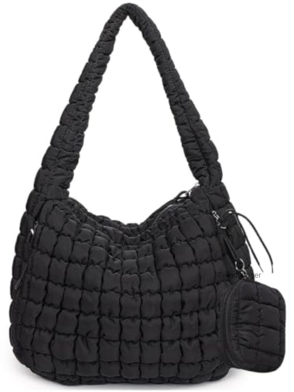 Large Quilted Puffer Tote Bag Nylon Hobo Crossbody Purse with Pouch